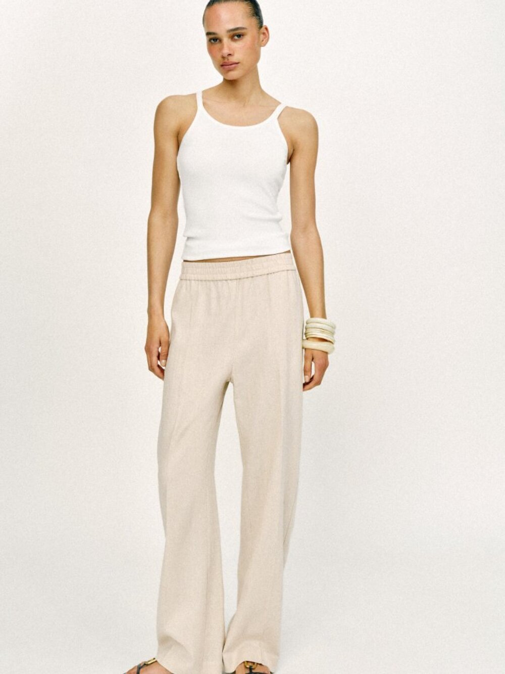 Zara Linen Straight Leg Pants Size XS